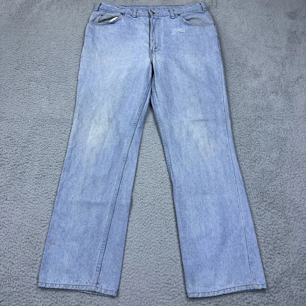 VTG Levi Strauss 619 Mens Light Blue Denim Jeans Straight Leg Orange‎ Tab 36x31